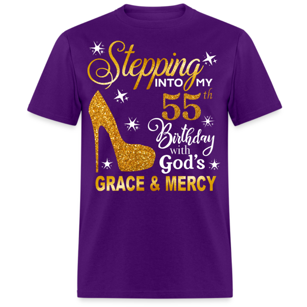 STEPPING INTO MY 55TH BIRTHDAY WITH GOD'S GRACE & MERCY UNISEX SHIRT