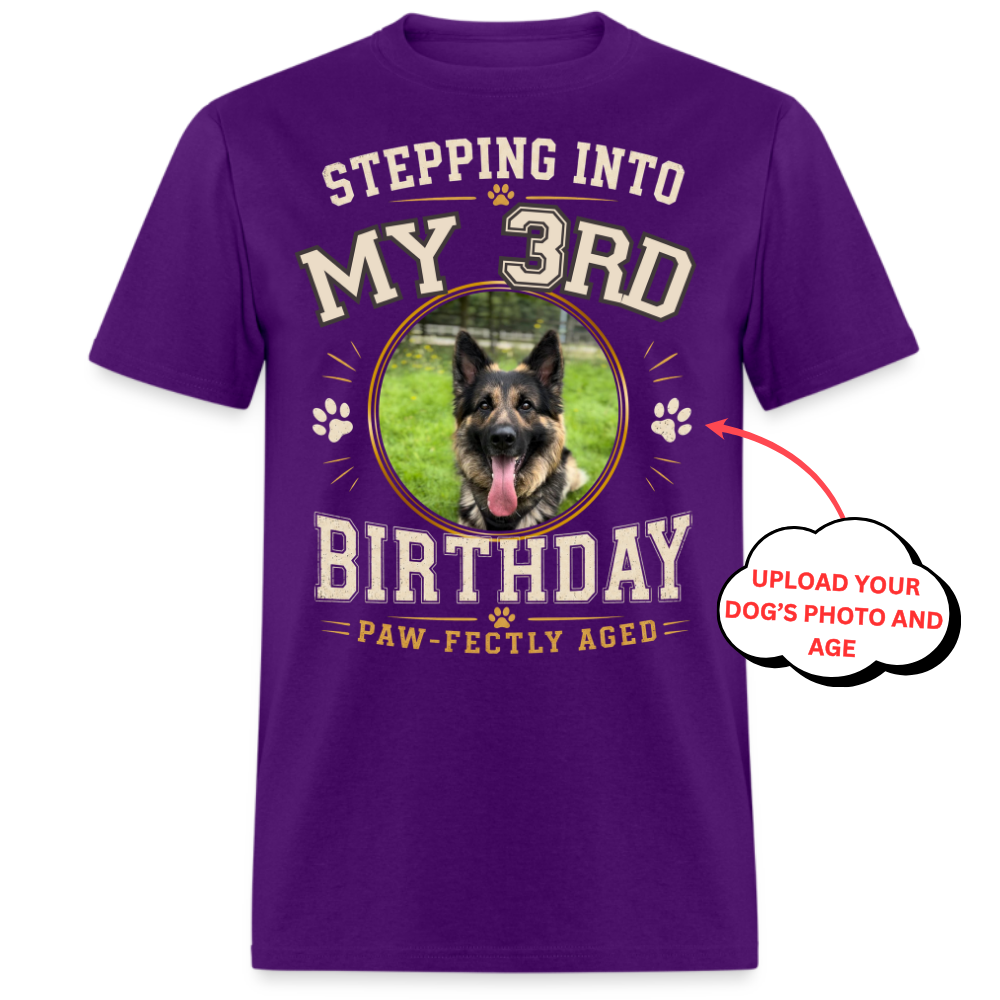PHOTO PERSONALIZATION-STEPPING BIRTHDAY PAW-FECTLY AGED UNISEX SHIRT