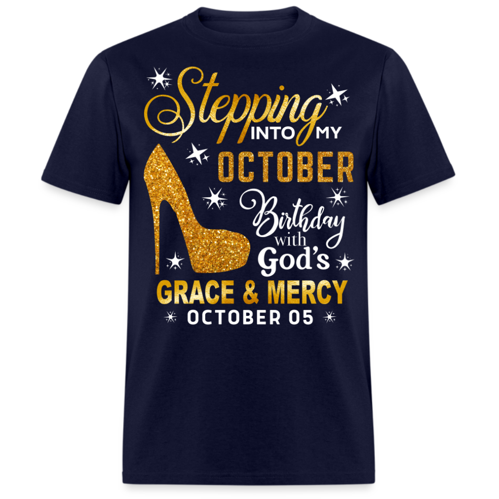 STEPPING INTO MY OCTOBER 05 BIRTHDAY UNISEX SHIRT