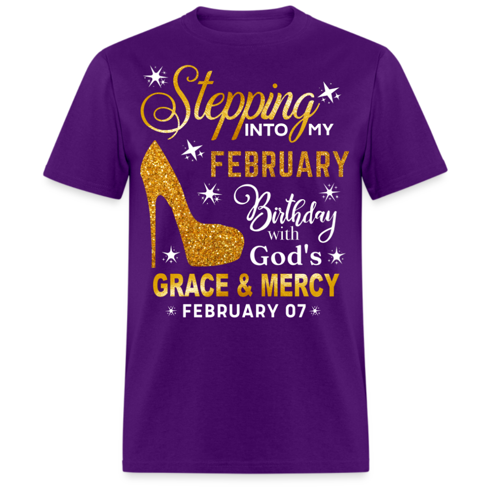 STEPPING INTO MY FEBRUARY 07 BIRTHDAY UNISEX SHIRT