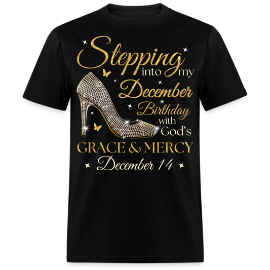 STEPPING INTO MY DECEMBER 14 BDAY UNISEX SHIRT