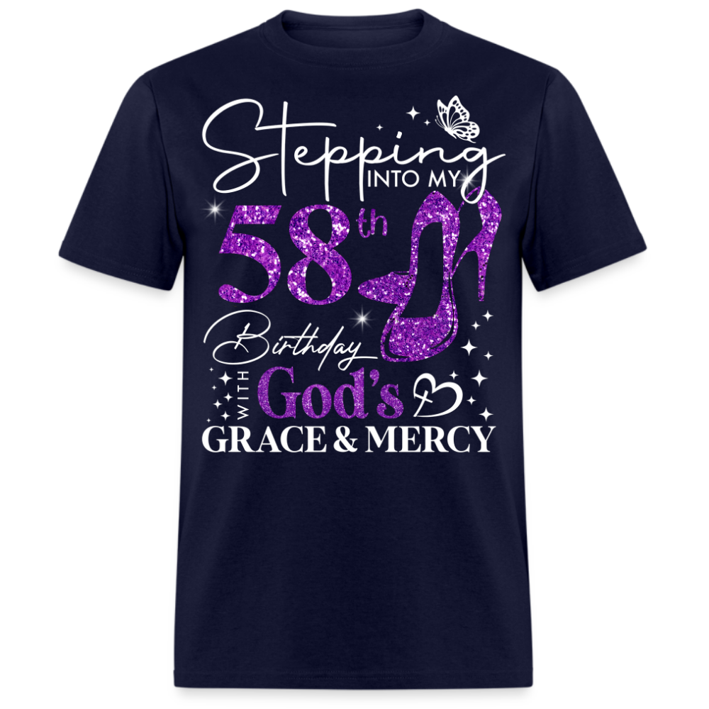 STEPPING INTO MY 58TH BIRTHDAY WITH GOD'S GRACE UNISEX SHIRT