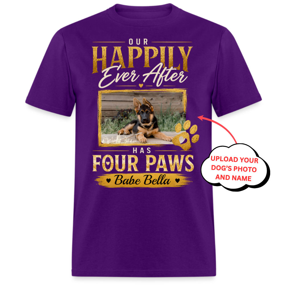 PHOTO PERSONALIZATION-OUR HAPPILY EVER AFTER HAS FOUR PAWS UNISEX SHIRT
