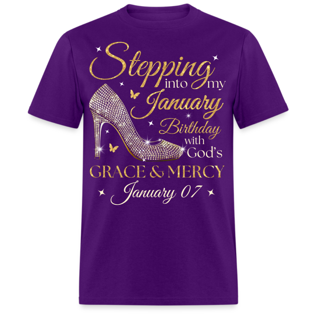 STEPPING INTO MY JANUARY 07 BDAY UNISEX SHIRT