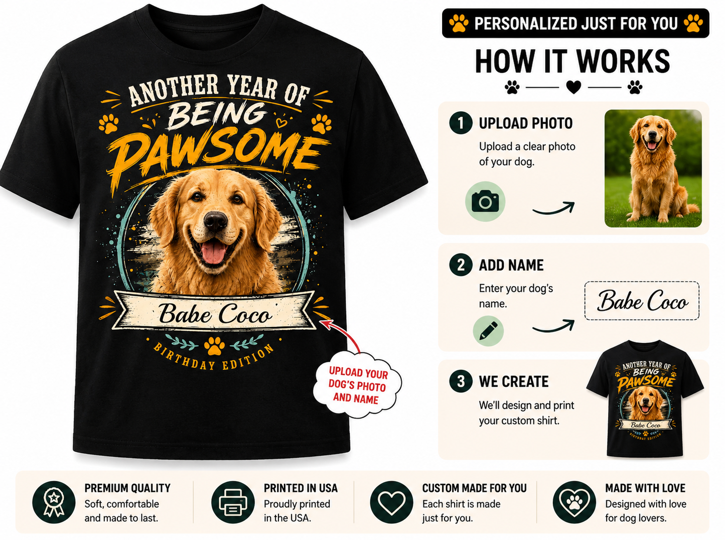 PHOTO PERSONALIZATION-ANOTHER YEAR OF BEING PAWSOME UNISEX SHIRT
