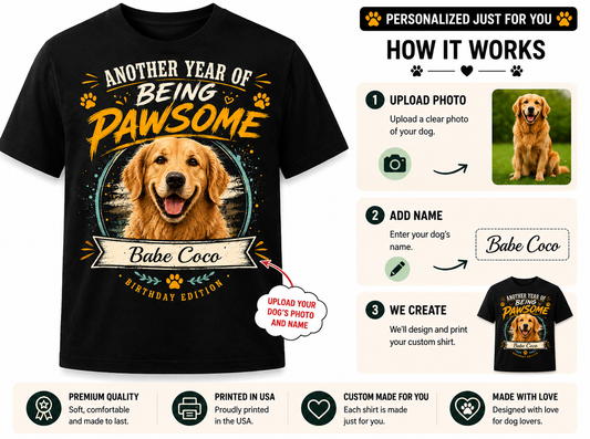 PHOTO PERSONALIZATION-ANOTHER YEAR OF BEING PAWSOME UNISEX SHIRT